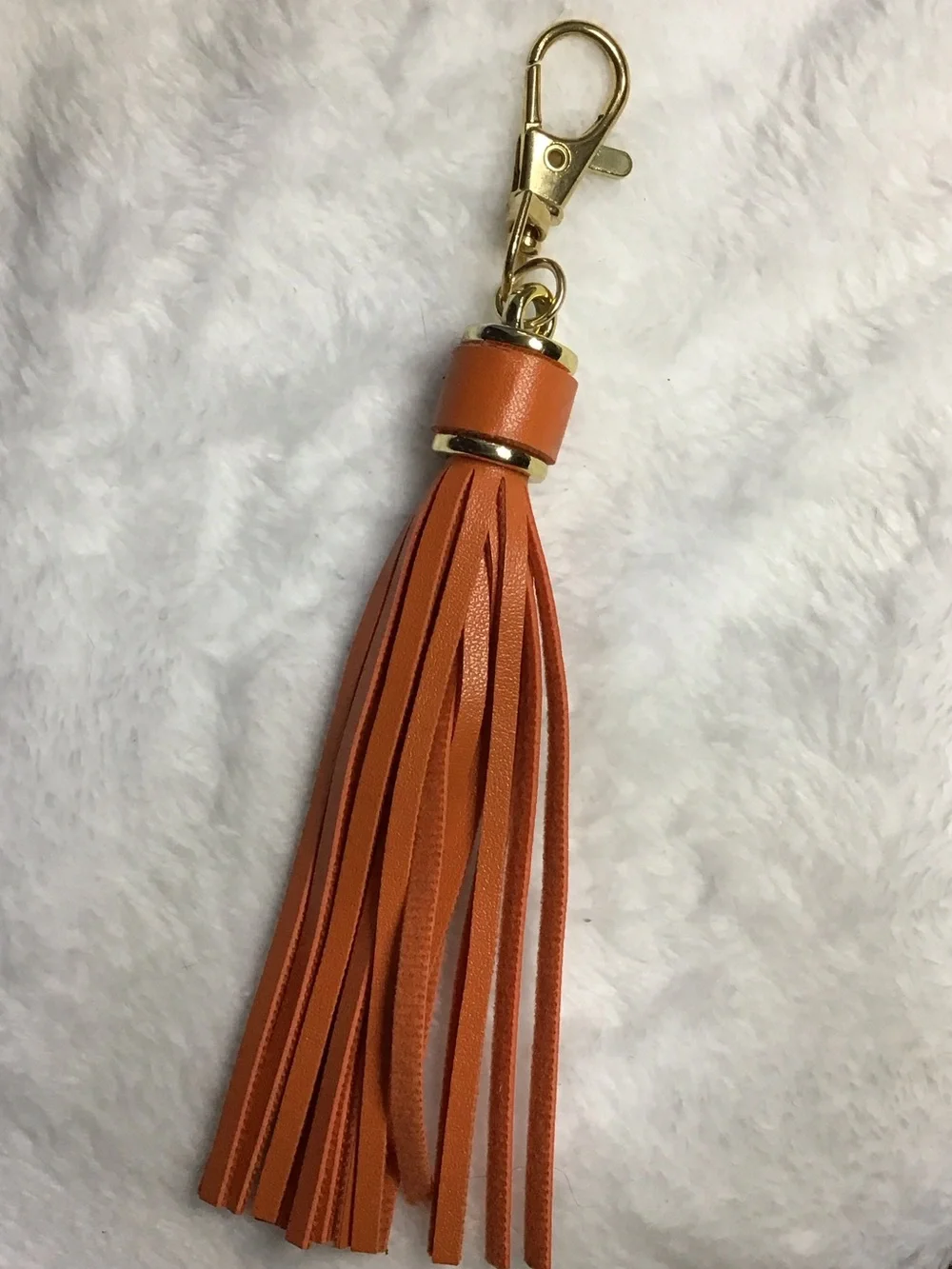 Leather Tassel Keychain - Orange